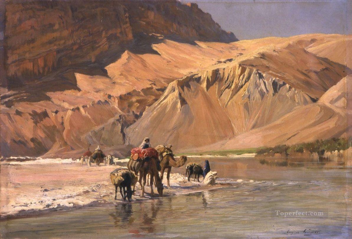 La riviere a El Kantara Eugene Girardet Orientalist Oil Paintings